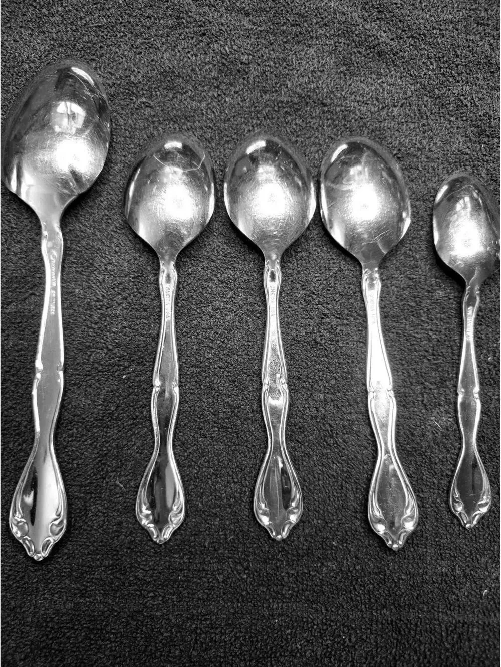 Vintage Stainless Steel Oneida Ornate Flatware Spoons Set of 5
